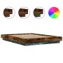 Bed frame with LED lights smoked oak wood 135x190 cm by vidaXL, Beds and slatted bases - Ref: Foro24-3281137, Price: 174,92 €...