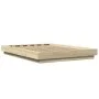 Sonoma oak wood bed frame with LED lights 140x190 cm by vidaXL, Beds and slatted bases - Ref: Foro24-3281128, Price: 174,76 €...