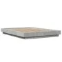 Concrete gray engineered wood bed frame 135x190cm by vidaXL, Beds and slatted bases - Ref: Foro24-3281227, Price: 157,72 €, D...