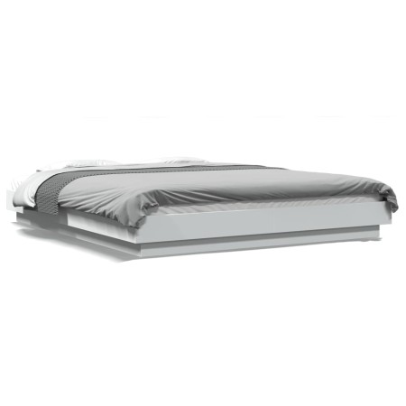 White engineered wood bed frame 150x200 cm by vidaXL, Beds and slatted bases - Ref: Foro24-3281182, Price: 165,42 €, Discount: %