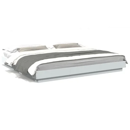 White engineered wood bed frame 200x200 cm by vidaXL, Beds and slatted bases - Ref: Foro24-3281161, Price: 183,96 €, Discount: %