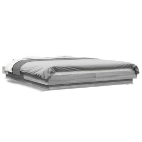 Sonoma gray engineered wood bed frame 160x200 cm by vidaXL, Beds and slatted bases - Ref: Foro24-3281180, Price: 166,28 €, Di...