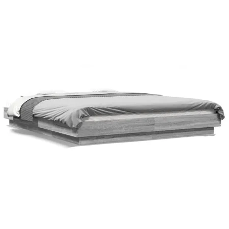 Sonoma-grauer Holzwerkstoff-Bettrahmen 160 x 200 cm von vidaXL, Betten und Lattenroste - Ref: Foro24-3281180, Preis: 166,27 €...