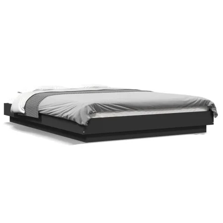 Black engineered wood bed frame 135x190 cm by vidaXL, Beds and slatted bases - Ref: Foro24-3281225, Price: 162,67 €, Discount: %