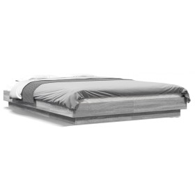 Sonoma-grauer Holzwerkstoff-Bettrahmen 140 x 200 cm von vidaXL, Betten und Lattenroste - Ref: Foro24-3281194, Preis: 165,58 €...