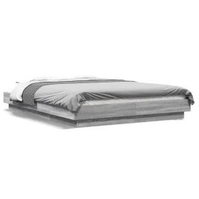 Sonoma gray engineered wood bed frame 140x200 cm by vidaXL, Beds and slatted bases - Ref: Foro24-3281194, Price: 163,63 €, Di...