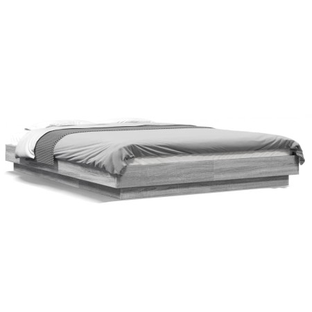 Sonoma gray engineered wood bed frame 140x200 cm by vidaXL, Beds and slatted bases - Ref: Foro24-3281194, Price: 165,58 €, Di...