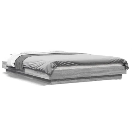Sonoma gray engineered wood bed frame 140x200 cm by vidaXL, Beds and slatted bases - Ref: Foro24-3281194, Price: 163,63 €, Di...