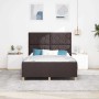Estructura de cama con cabecera Marrón oscuro 160 x 200 cm tela