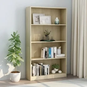 4-level oak-colored plywood bookshelf 80x24x142cm by vidaXL, Bookcases and shelves - Ref: Foro24-800912, Price: 87,08 €, Disc...