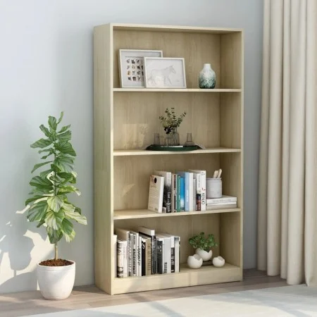 4-level oak-colored plywood bookshelf 80x24x142cm by vidaXL, Bookcases and shelves - Ref: Foro24-800912, Price: 87,08 €, Disc...