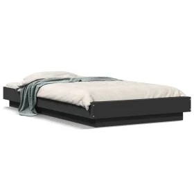 Black engineered wood bed frame 100x200 cm by vidaXL, Beds and slatted bases - Ref: Foro24-3281204, Price: 141,81 €, Discount: %