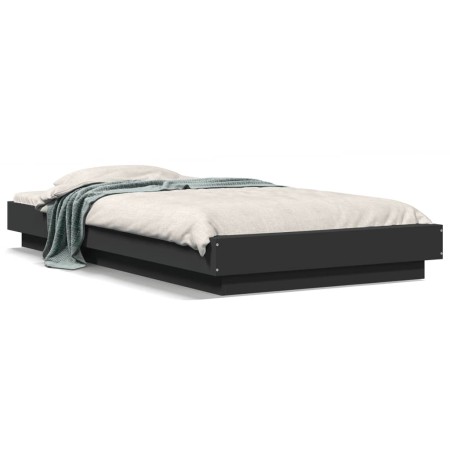 Black engineered wood bed frame 100x200 cm by vidaXL, Beds and slatted bases - Ref: Foro24-3281204, Price: 143,55 €, Discount: %