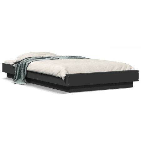 Black engineered wood bed frame 100x200 cm by vidaXL, Beds and slatted bases - Ref: Foro24-3281204, Price: 141,81 €, Discount: %