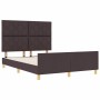 Estructura de cama con cabecera Marrón oscuro 160 x 200 cm tela