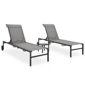 Tumbonas con mesa 2 unidades textilene y acero de vidaXL, Tumbonas - Ref: Foro24-316828, Precio: 174,28 €, Descuento: %