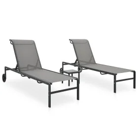 Tumbonas con mesa 2 unidades textilene y acero by vidaXL, Loungers - Ref: Foro24-316828, Price: 171,02 €, Discount: %