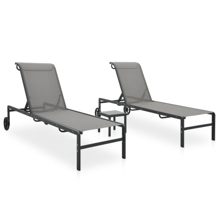 Liegestühle mit Tisch, 2 Stück, aus Textilene und Stahl. von vidaXL, Liegen - Ref: Foro24-316828, Preis: 174,28 €, Rabatt: %