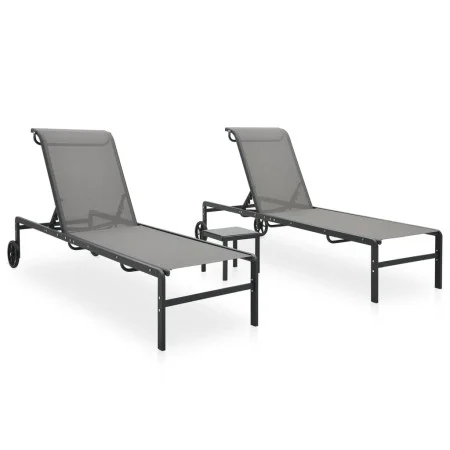 Tumbonas con mesa 2 unidades textilene y acero by vidaXL, Loungers - Ref: Foro24-316828, Price: 171,02 €, Discount: %