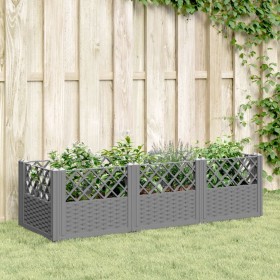 Jardinera con clavijas PP gris claro 123,5x43,5x43,5 cm