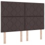 Estructura de cama con cabecera Marrón oscuro 160 x 200 cm tela