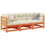 Set de sofás jardín 3 pzas con cojines madera pino marrón cera by vidaXL, Garden sets - Ref: Foro24-3299269, Price: 369,09 €,...