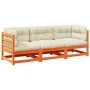 Set de sofás jardín 3 pzas con cojines madera pino marrón cera by vidaXL, Garden sets - Ref: Foro24-3299269, Price: 362,95 €,...