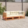 Set de sofás jardín 3 pzas con cojines madera pino marrón cera by vidaXL, Garden sets - Ref: Foro24-3299269, Price: 362,95 €,...