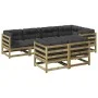 Set de sofás jardín 7 pzas con cojines madera pino impregnada by vidaXL, Garden sets - Ref: Foro24-3299496, Price: 736,59 €, ...