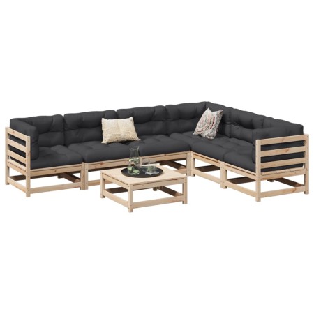 7-teiliges Gartensofa-Set aus massivem Kiefernholz. von vidaXL, Gartensets - Ref: Foro24-3299463, Preis: 389,23 €, Rabatt: %