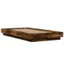 Bed frame with LED lights smoked oak wood 100x200 cm by vidaXL, Beds and slatted bases - Ref: Foro24-3281116, Price: 154,86 €...
