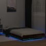 Bed frame with LED lights smoked oak wood 100x200 cm by vidaXL, Beds and slatted bases - Ref: Foro24-3281116, Price: 156,72 €...