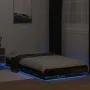 Bed frame with LED lights smoked oak wood 100x200 cm by vidaXL, Beds and slatted bases - Ref: Foro24-3281116, Price: 154,86 €...