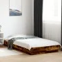 Bed frame with LED lights smoked oak wood 100x200 cm by vidaXL, Beds and slatted bases - Ref: Foro24-3281116, Price: 154,86 €...