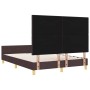 Estructura de cama con cabecera Marrón oscuro 160 x 200 cm tela