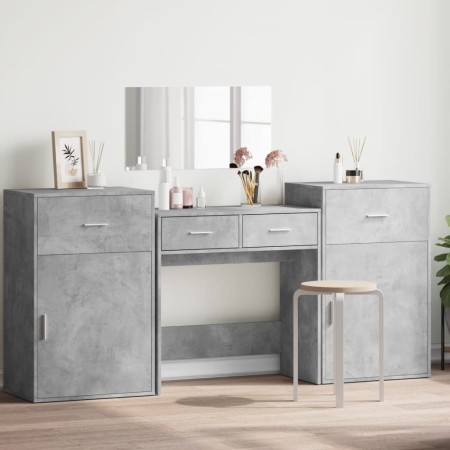 Juego de tocador de 4 piezas madera de ingeniería gris hormigón by vidaXL, Bedroom furniture sets - Ref: Foro24-3276528, Pric...