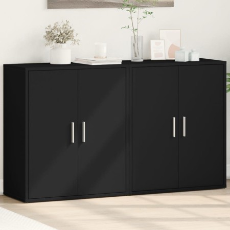 Aparador de madera de ingeniería 2 uds negro 60x31x70 cm by vidaXL, Sideboards - Ref: Foro24-3276540, Price: 146,23 €, Discou...