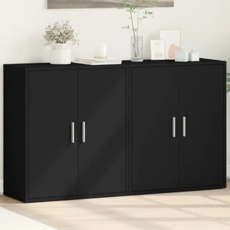 Ingenieurholz-Sideboard, 2 Stück, schwarz, 60x31x70 cm. von vidaXL, Sideboards - Ref: Foro24-3276540, Preis: 143,47 €, Rabatt: %
