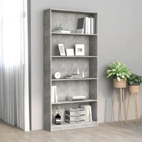 5-stöckiges Regal aus betongrauem Sperrholz, 80 x 24 x 175 cm von vidaXL, Bücherregale und Regale - Ref: Foro24-800922, Preis...