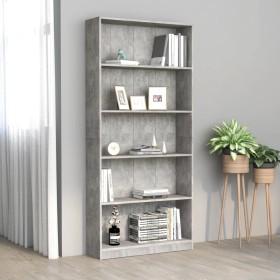 5-tier concrete gray plywood shelf 80x24x175cm by vidaXL, Bookcases and shelves - Ref: Foro24-800922, Price: 88,54 €, Discoun...