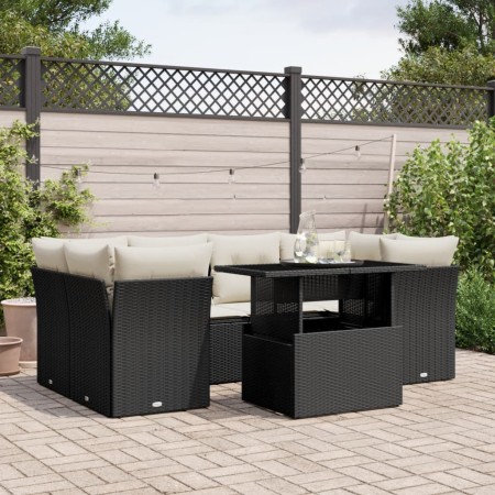 Set de sofás de jardín 7 pzas con cojines ratán sintético negro by vidaXL, Garden sets - Ref: Foro24-3266376, Price: 452,55 €...