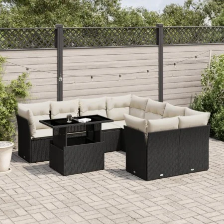Set de sofás de jardín 8 piezas y cojines ratán sintético negro by vidaXL, Garden sets - Ref: Foro24-3266426, Price: 574,70 €...