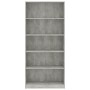 Estantería de 5 niveles contrachapada gris hormigón 80x24x175cm