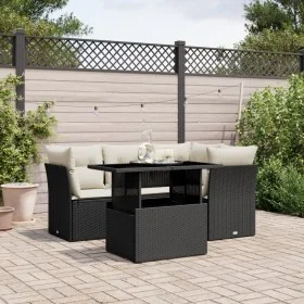Gartenmöbel-Set 5-teilig mit schwarzen Polstern aus synthetischem Rattan von vidaXL, Gartensets - Ref: Foro24-3266556, Preis:...