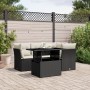 Gartenmöbel-Set 5-teilig mit schwarzen Polstern aus synthetischem Rattan von vidaXL, Gartensets - Ref: Foro24-3266556, Preis:...