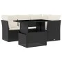 Gartenmöbel-Set 5-teilig mit schwarzen Polstern aus synthetischem Rattan von vidaXL, Gartensets - Ref: Foro24-3266556, Preis:...