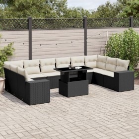 Set de sofás de jardín 11 pzas y cojines ratán sintético negro by vidaXL, Garden sets - Ref: Foro24-3269406, Price: 659,00 €,...