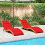 Liegestühle mit Kissen, 2 Stück Massivholz Akazie Rot von vidaXL, Liegen - Ref: Foro24-3214837, Preis: 333,81 €, Rabatt: %