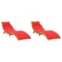 Liegestühle mit Kissen, 2 Stück Massivholz Akazie Rot von vidaXL, Liegen - Ref: Foro24-3214837, Preis: 333,81 €, Rabatt: %