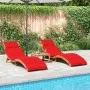 Liegestühle mit Kissen, 2 Stück Massivholz Akazie Rot von vidaXL, Liegen - Ref: Foro24-3214837, Preis: 331,10 €, Rabatt: %
